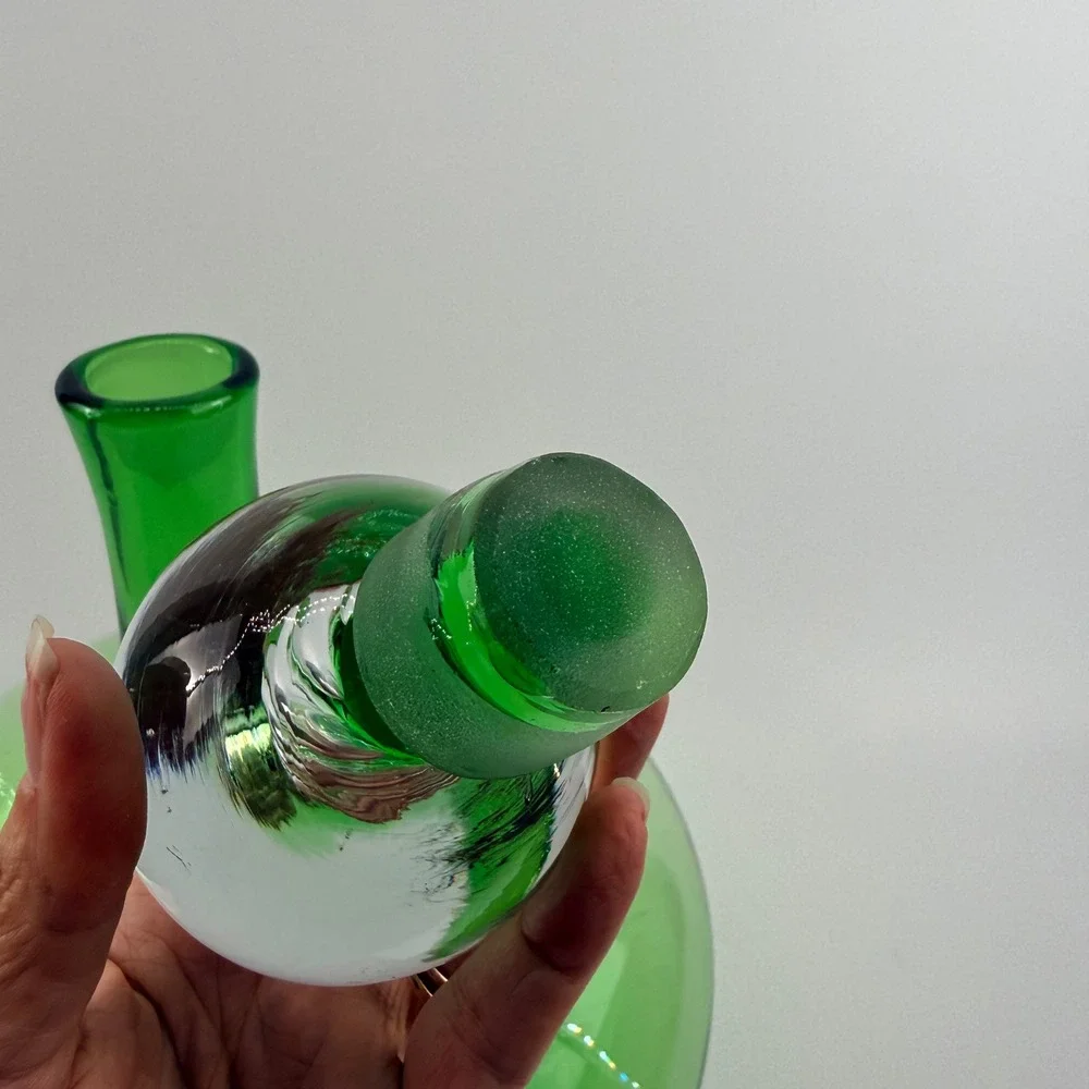Blenko‎ 6716 Joel Myers Olive Green Decanter Air Twist Stopper MCM